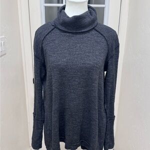 We The Free Dark Gray Turtleneck Split Back Knit Athleisure Top